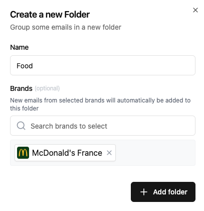 Add brands to folder